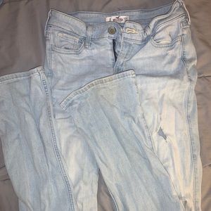 Hollister Ripped Light Wash Boot Cut Jeans
